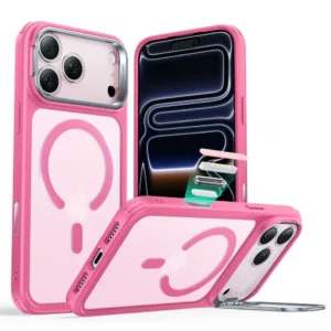 iPhone 17 Pro ESR Classic Hybrid Magnetic Case with Stash Stand Frosted Pink