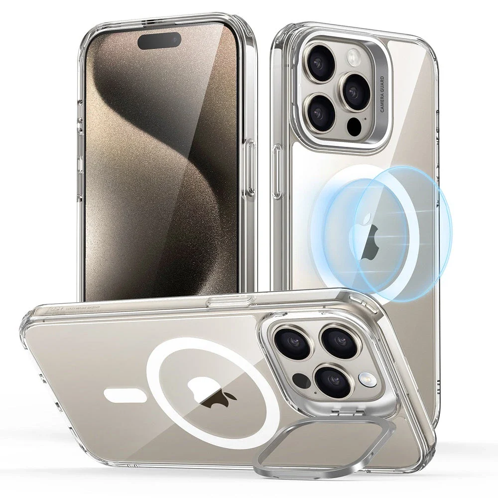 iPhone 15 Pro ESR Hybrid Magnetic Case with Stash Stand Clear